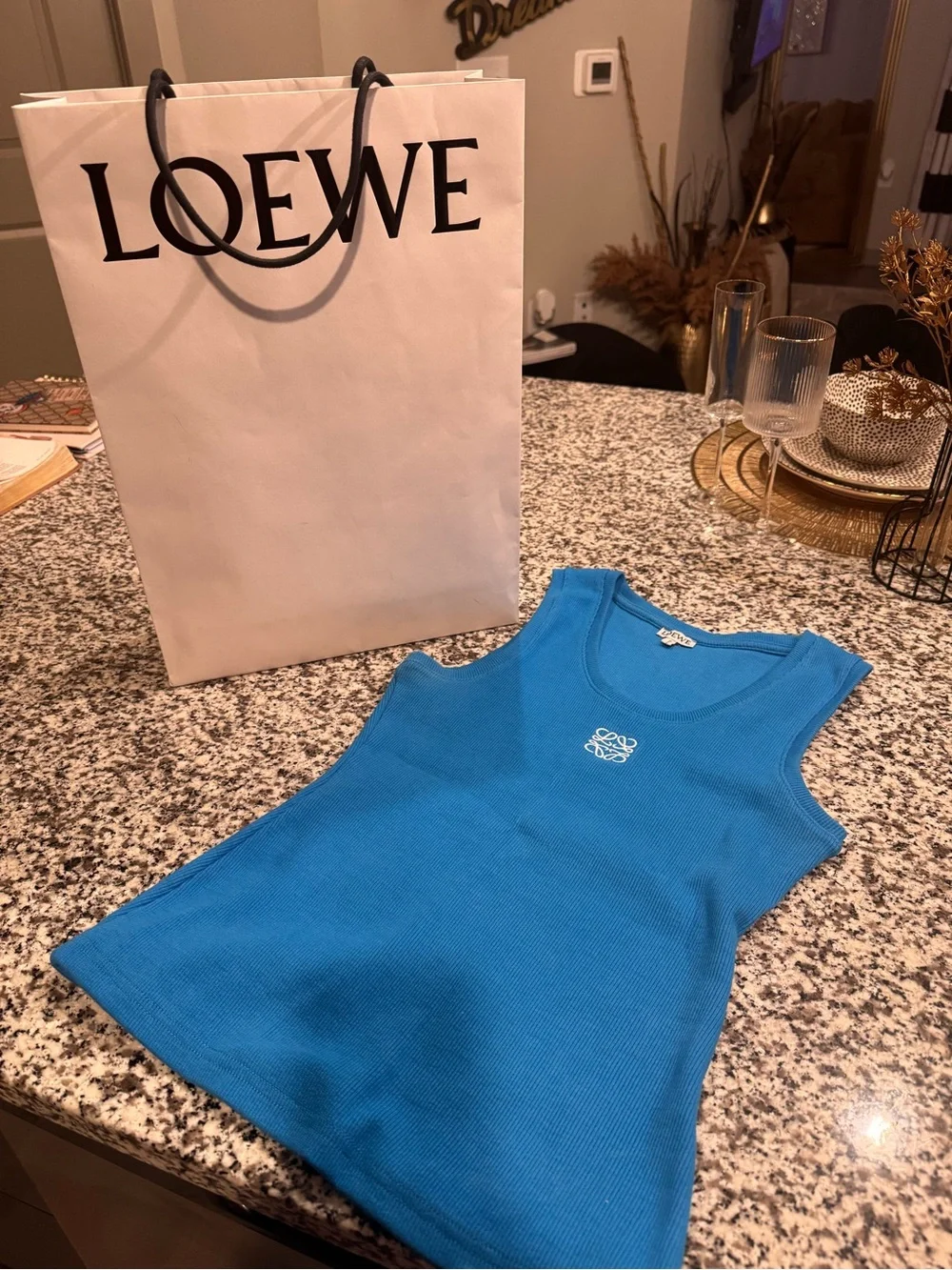 Loewe Bright Blue Ribbed Logo Tank - Picture 7 of 7
